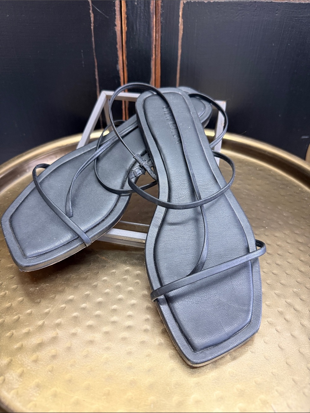 Steve Madden Lynley Black Strappy Square Toe Sandal